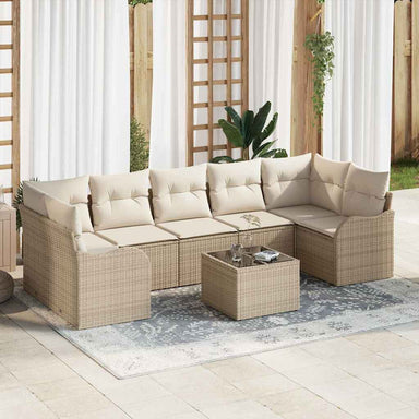 Tuin Sofa Set 8 st 7-Aantal zitplaatsen Beige en Crème