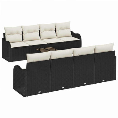 Tuin Sofa Set 9 st 8-Aantal zitplaatsen Zwart en Crème