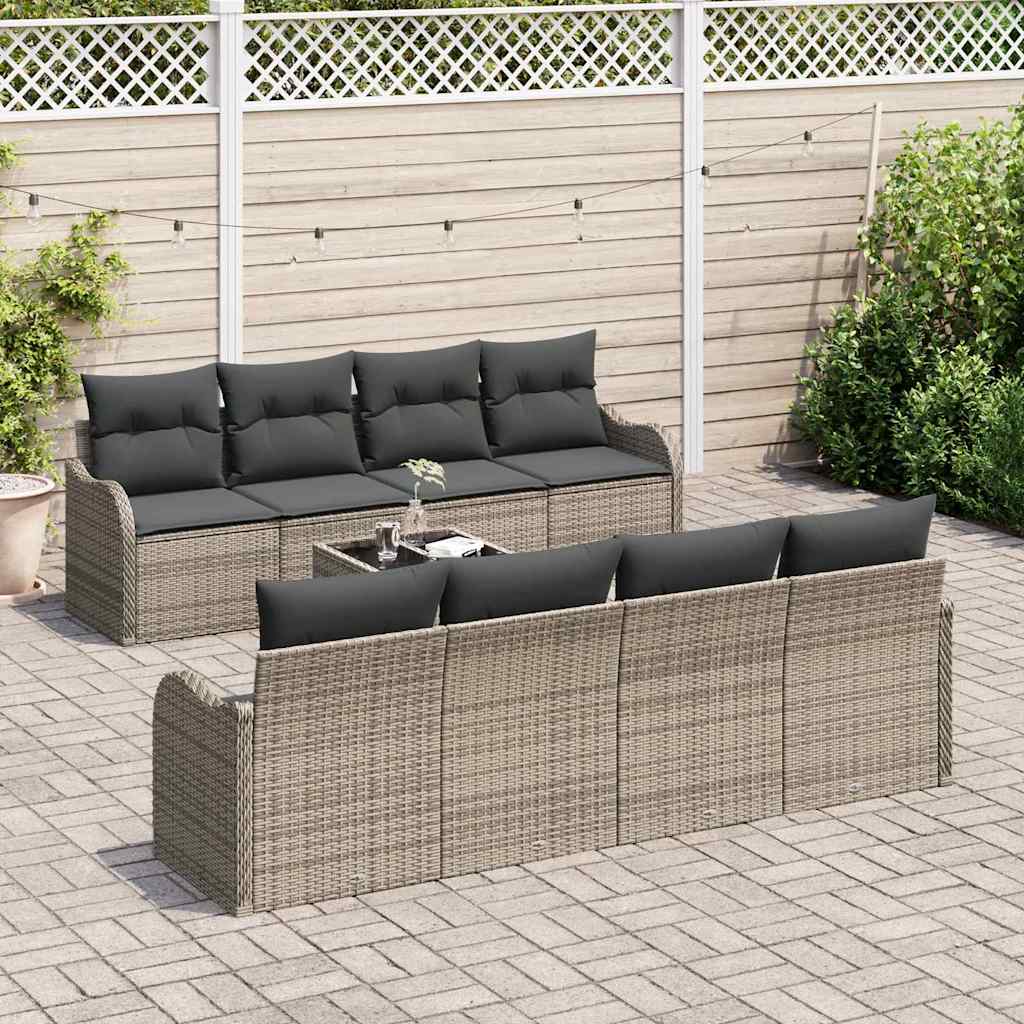 Tuin Sofa Set 9 st 8-Aantal zitplaatsen Grijs