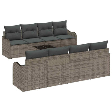 Tuin Sofa Set 9 st 8-Aantal zitplaatsen Grijs