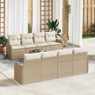 Tuin Sofa Set 9 st 8-Aantal zitplaatsen Beige en Crème