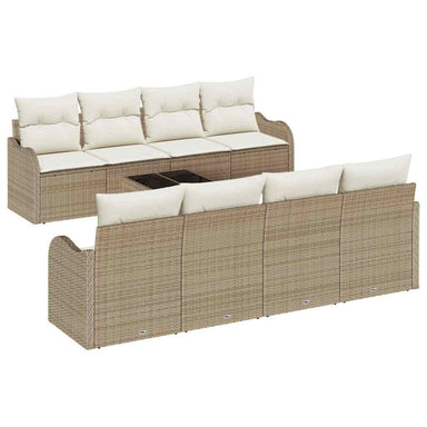 Tuin Sofa Set 9 st 8-Aantal zitplaatsen Beige en Crème