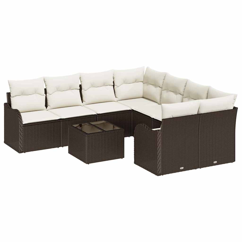 Tuin Sofa Set 9 st 8-Aantal zitplaatsen Bruin en Crème