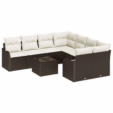 Tuin Sofa Set 9 st 8-Aantal zitplaatsen Bruin en Crème