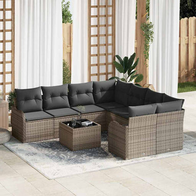 Tuin Sofa Set 9 st 8-Aantal zitplaatsen Grijs