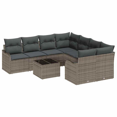 Tuin Sofa Set 9 st 8-Aantal zitplaatsen Grijs