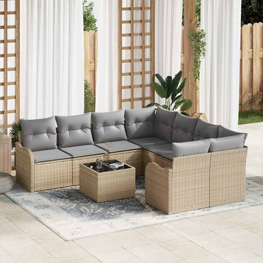 Tuin Sofa Set 9 st 8-Aantal zitplaatsen Beige en Grijs