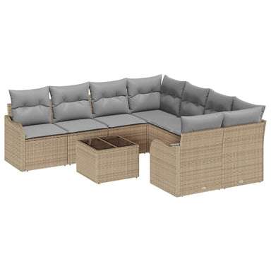 Tuin Sofa Set 9 st 8-Aantal zitplaatsen Beige en Grijs