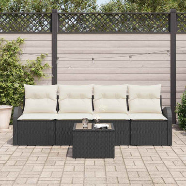 Tuin Sofa Set 5 st 4-Aantal zitplaatsen Zwart en Crème