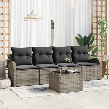 Tuin Sofa Set 5 st 4-Aantal zitplaatsen Grijs poly rattan