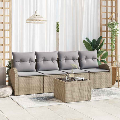 Tuin Sofa Set 5 st 4-Aantal zitplaatsen Beige en Grijs