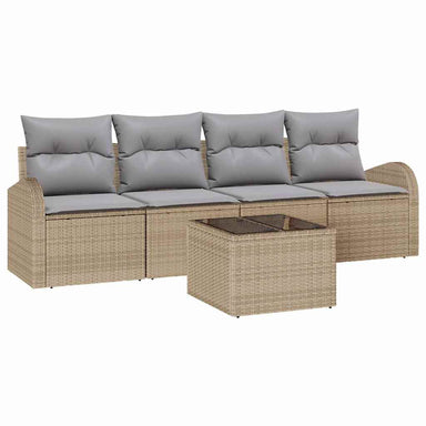 Tuin Sofa Set 5 st 4-Aantal zitplaatsen Beige en Grijs