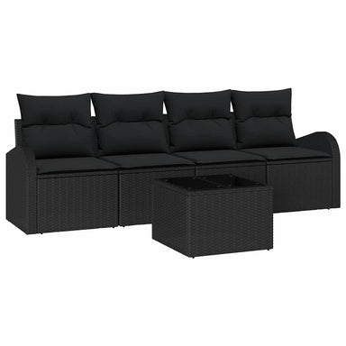 Tuin Sofa Set 5 st 4-Aantal zitplaatsen Zwart poly rattan