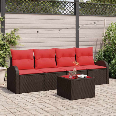 Tuin Sofa Set 5 st 4-Aantal zitplaatsen Beige en Rood