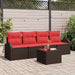 Tuin Sofa Set 5 st 4-Aantal zitplaatsen Beige en Rood