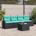 Tuin Sofa Set 5 st 4-Aantal zitplaatsen Zwart en Turquoise