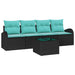 Tuin Sofa Set 5 st 4-Aantal zitplaatsen Zwart en Turquoise