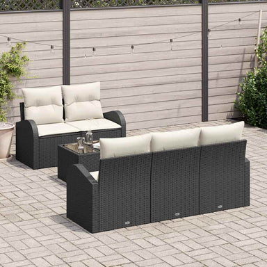 Tuin Sofa Set 6 st 5-Aantal zitplaatsen Zwart en Crème
