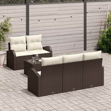 Tuin Sofa Set 6 st 5-Aantal zitplaatsen Bruin en Crème