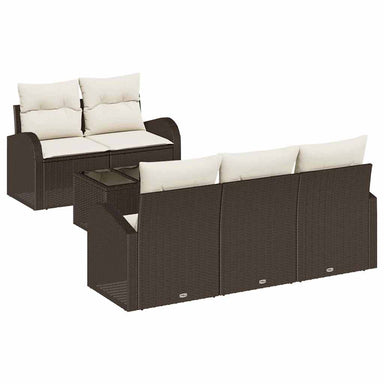 Tuin Sofa Set 6 st 5-Aantal zitplaatsen Bruin en Crème