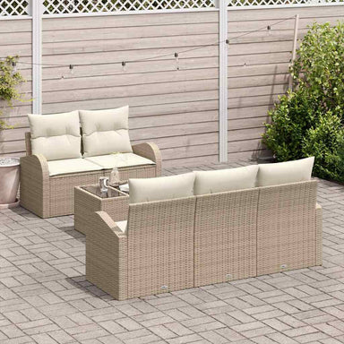 Tuin Sofa Set 6 st 5-Aantal zitplaatsen Beige en Crème