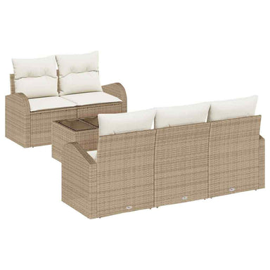Tuin Sofa Set 6 st 5-Aantal zitplaatsen Beige en Crème