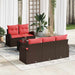 Tuin Sofa Set 6 st 5-Aantal zitplaatsen Beige en Rood