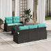 Tuin Sofa Set 6 st 5-Aantal zitplaatsen Zwart en Turquoise