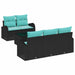 Tuin Sofa Set 6 st 5-Aantal zitplaatsen Zwart en Turquoise