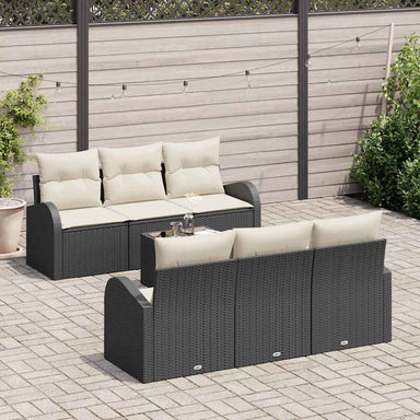 Tuin Sofa Set 7 st 6-Aantal zitplaatsen Zwart en Crème
