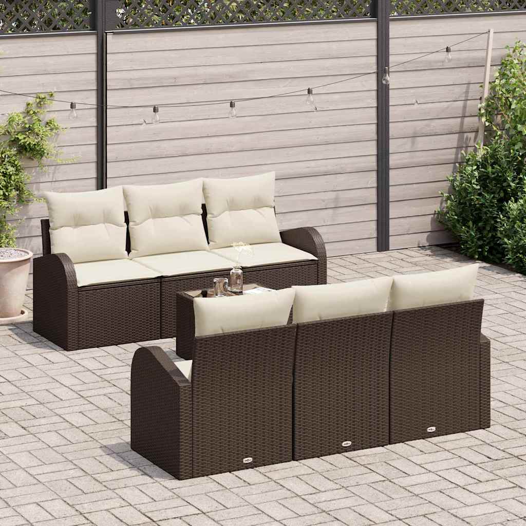 Tuin Sofa Set 7 st 6-Aantal zitplaatsen Bruin en Crème