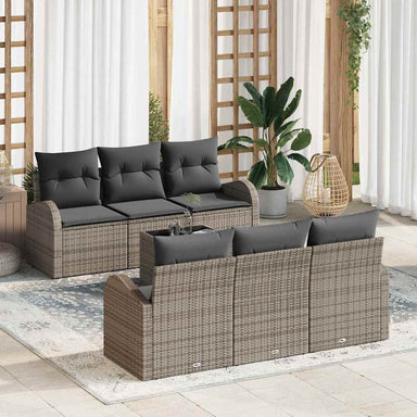 Tuin Sofa Set 7 st 6-Aantal zitplaatsen Grijs poly rattan