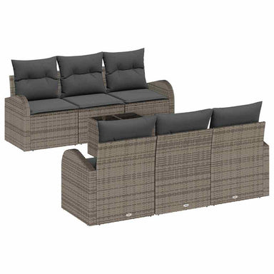 Tuin Sofa Set 7 st 6-Aantal zitplaatsen Grijs poly rattan