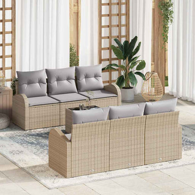Tuin Sofa Set 7 st 6-Aantal zitplaatsen Beige en Grijs