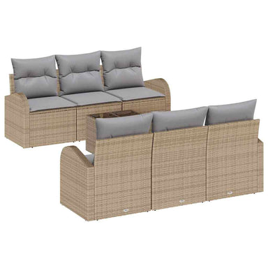 Tuin Sofa Set 7 st 6-Aantal zitplaatsen Beige en Grijs