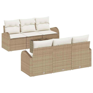 Tuin Sofa Set met opslag 7 pcs Beige en Crème poly rattan