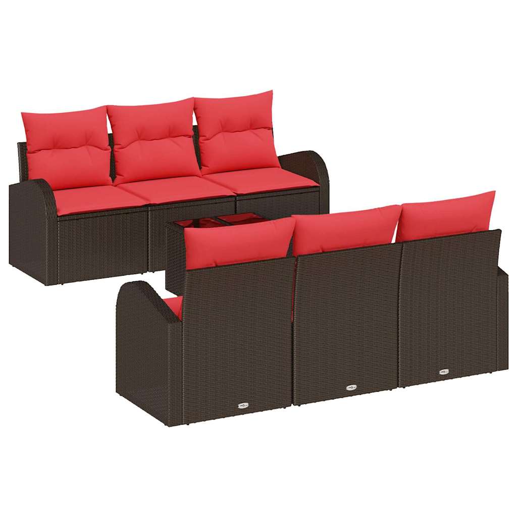 Tuin Sofa Set 7 st 6-Aantal zitplaatsen Beige en Rood