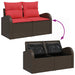 Tuin Sofa Set 7 st 6-Aantal zitplaatsen Beige en Rood