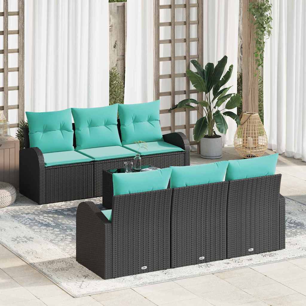 Tuin Sofa Set 7 st 6-Aantal zitplaatsen Zwart en Turquoise