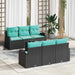 Tuin Sofa Set 7 st 6-Aantal zitplaatsen Zwart en Turquoise