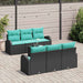 Tuin Sofa Set 7 st 6-Aantal zitplaatsen Zwart en Turquoise