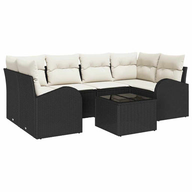 Tuin Sofa Set 7 st 6-Aantal zitplaatsen Zwart en Crème