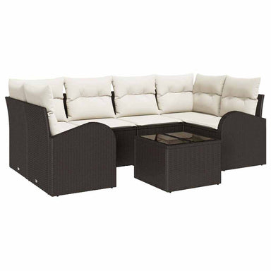 Tuin Sofa Set 7 st 6-Aantal zitplaatsen Bruin en Crème
