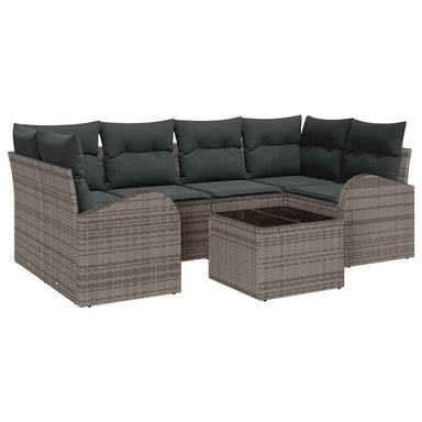 Tuin Sofa Set 7 st 6-Aantal zitplaatsen Grijs poly rattan