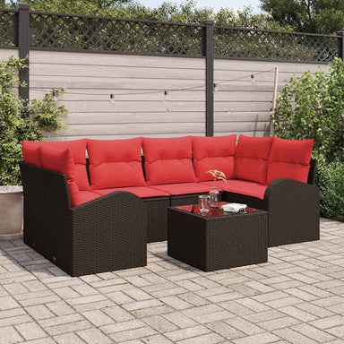 Tuin Sofa Set 7 st 6-Aantal zitplaatsen Beige en Rood