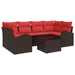 Tuin Sofa Set 7 st 6-Aantal zitplaatsen Beige en Rood