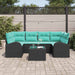 Tuin Sofa Set 7 st 6-Aantal zitplaatsen Zwart en Turquoise