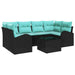 Tuin Sofa Set 7 st 6-Aantal zitplaatsen Zwart en Turquoise