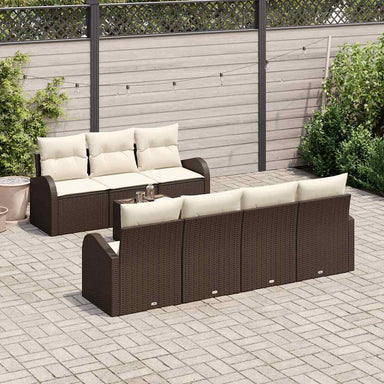 Tuin Sofa Set 8 st 7-Aantal zitplaatsen Bruin en Crème