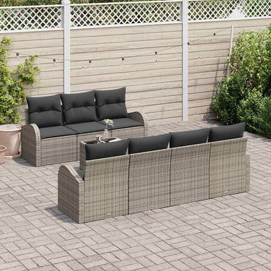 Tuin Sofa Set 8 st 7-Aantal zitplaatsen Grijs poly rattan